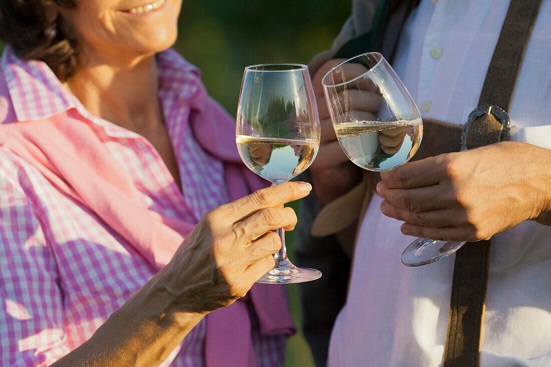 Couple wine tasting, White wine, Lower Austria, Austria