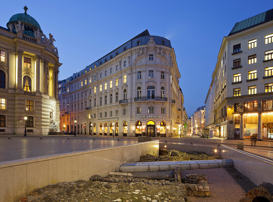 Römische Ausgrabungen am Michaelaplatz, Hofburg, 1. Bezirk, Wien, Österreich