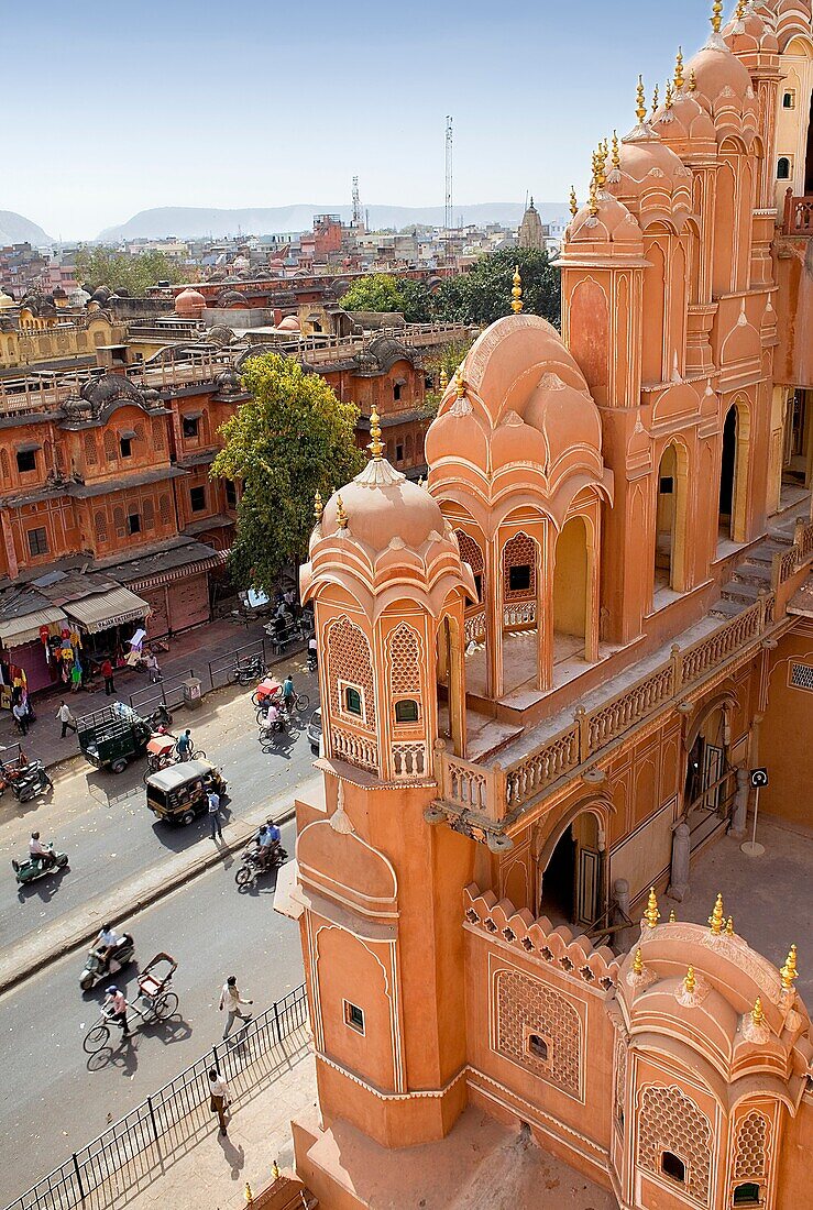 Siredeori Bazaar, from Hawa Mahal Palace of Winds  Jaipur  Rajasthan, India