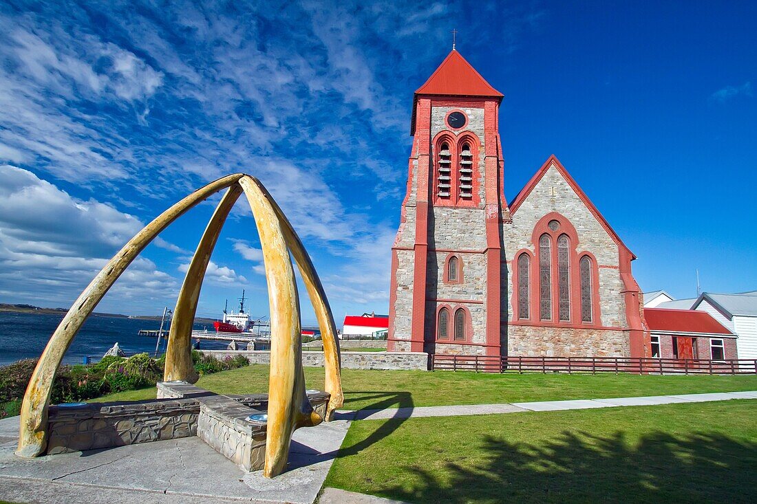 Views of the Anglican Christ Church Cathedral the southernmost cathedral in the world in Stanley, the capital and only true city in the Falkland Islands, South Atlantic Ocean  MORE INFO Stanley is located on the isle of East Falkland, on a north-facing sl