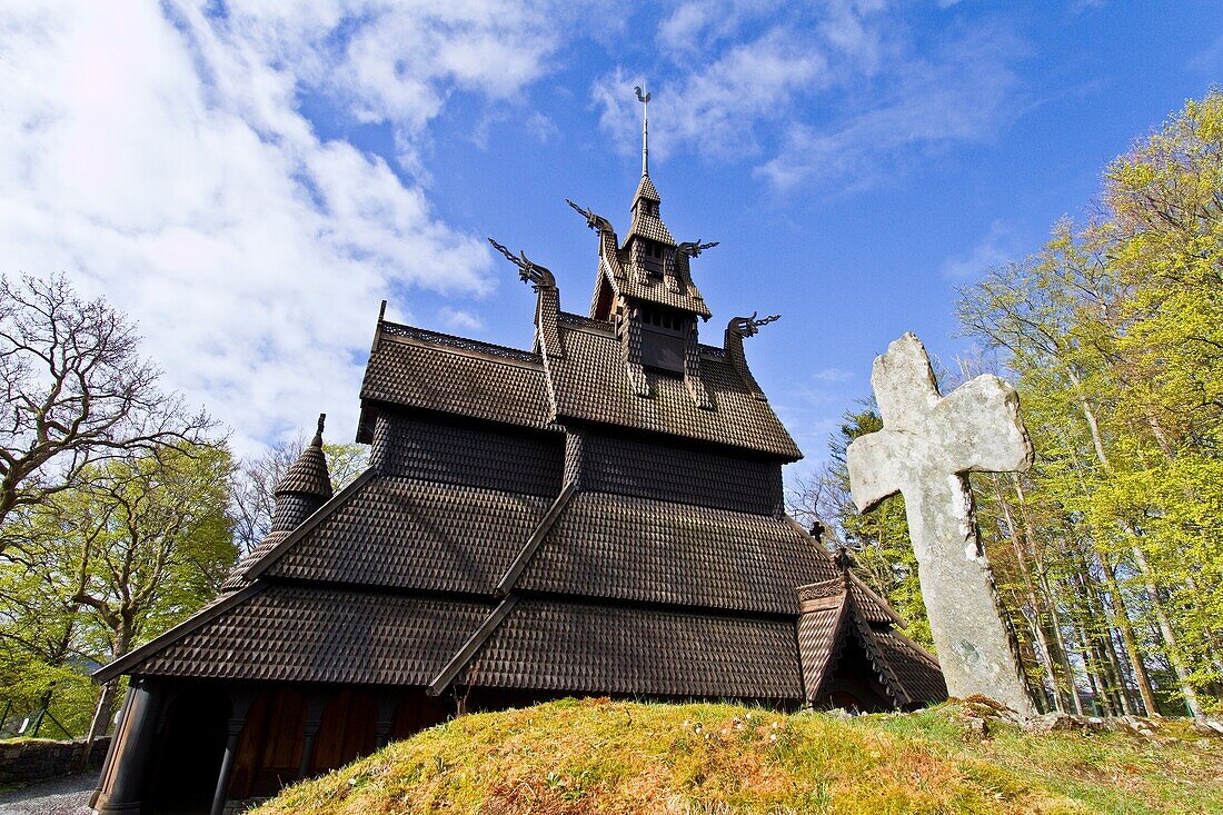 Views from a classic stave church preserved in the city of Oslo, Norway  MORE INFO A stave church is a medieval wooden church with a post and beam construction related to timber framing  All of the surviving stave churches except one are or were in Norway