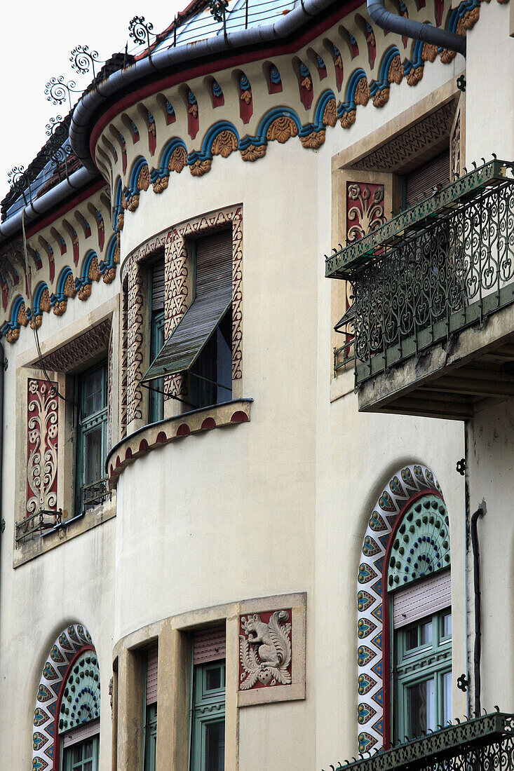 Serbia, Vojvodina, Subotica, art nouveau architecture detail