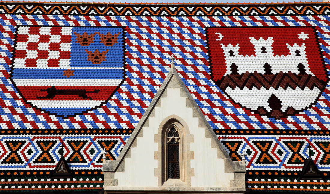 Croatia, Zagreb, St Mark's Church, roof, tiles