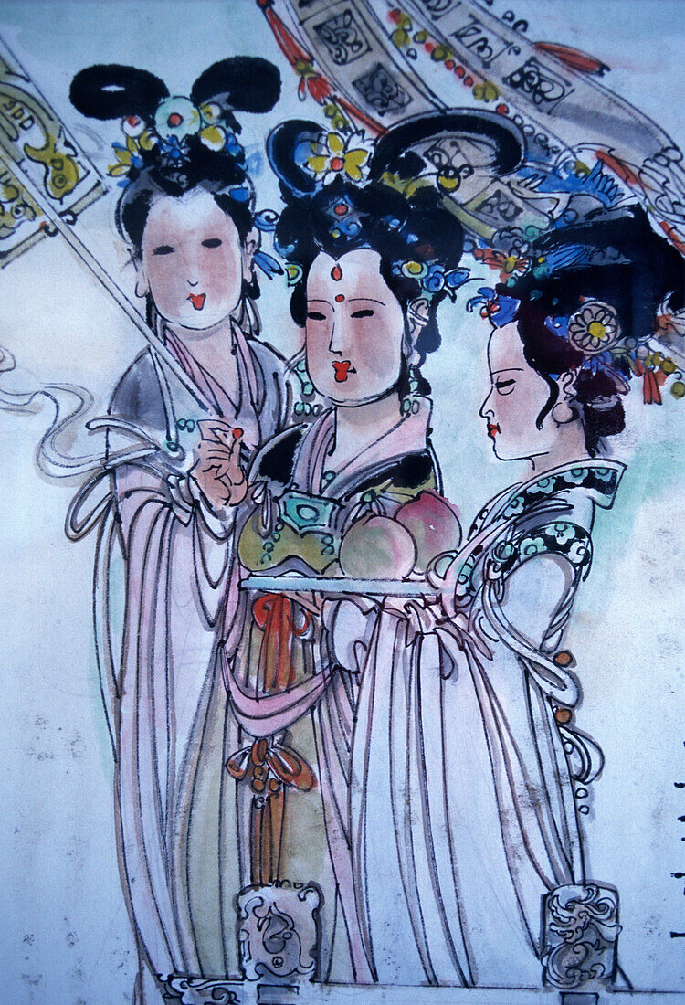 China, Yunnan, Kunming, Sanquing Temple, painting