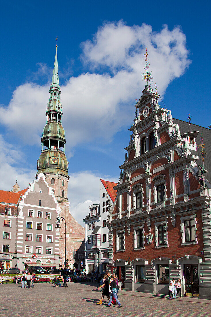 Latvia, Riga city, House of Blackheads and San Peter«s Church