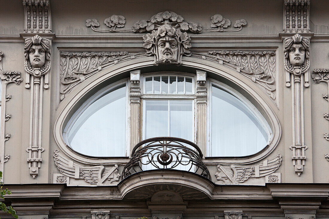 Riga City, Art Nouveau Building at Alberta Street, detail
