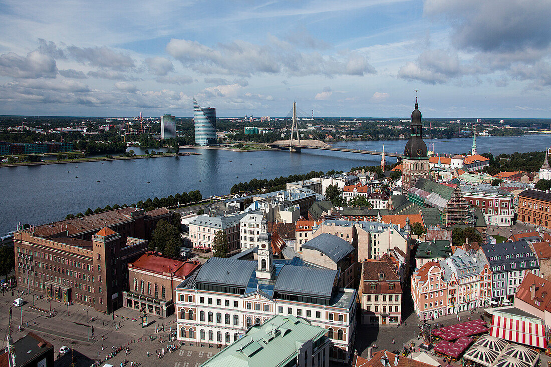 Riga City. The Old Town, Rigas Doms, Cables Bridge