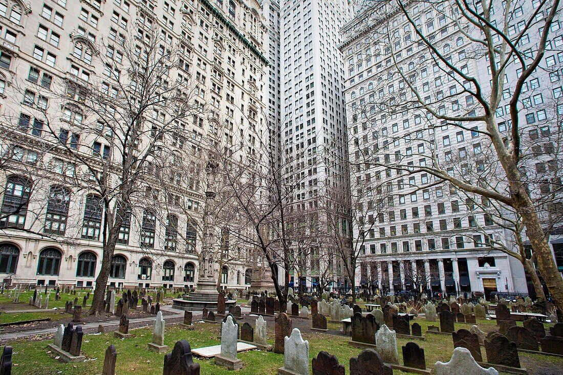 USA- March 2010-New York City-Downtown-Trinity Cemetary at Broadway and Wall Street