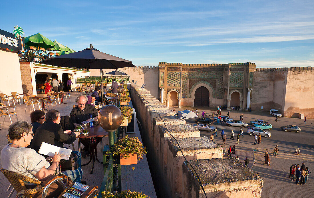 Morocco-Meknes City-Bab Al Mansour Gate (W.H.)-Hedim Square.Terrace