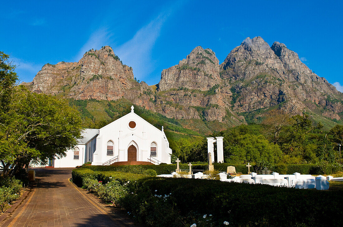 South Africa, Western Cape Province, Winelands, Frankshoek valley, the village Pniel, the church