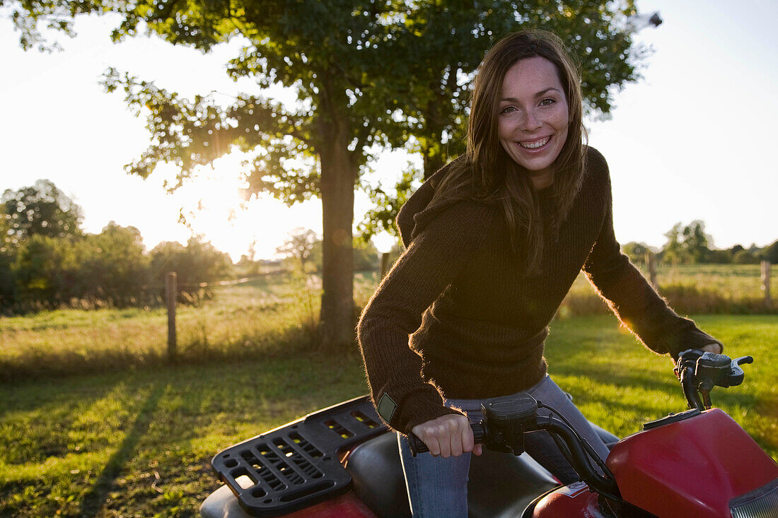 Woman on four wheeler