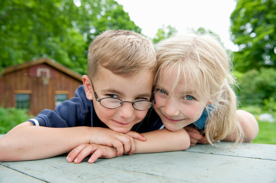 Portrait of brother and sister. young siblings sharing a tender moment together