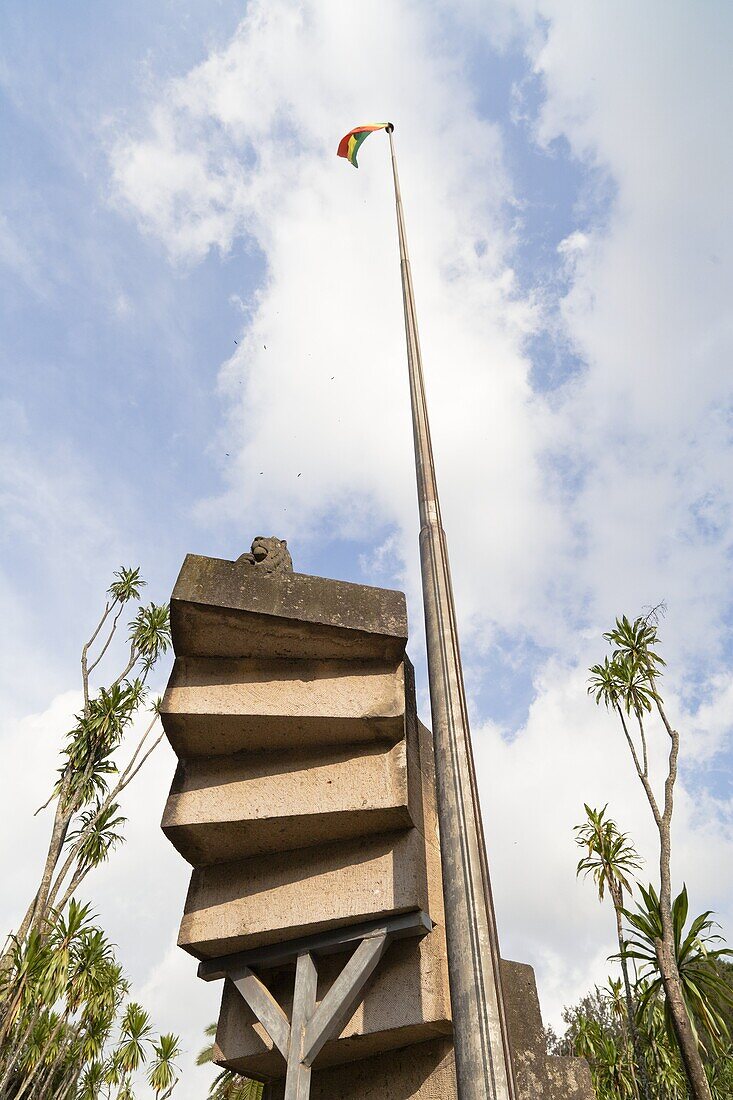 Park of the University in Addis Ababa  Monument commemorating the occupation of Ethiopia by italian forces  Initially it was buildt by the italians, each step of the stairs commemorates one year of Mussolini in power  After liberation of ethiopia a lion o