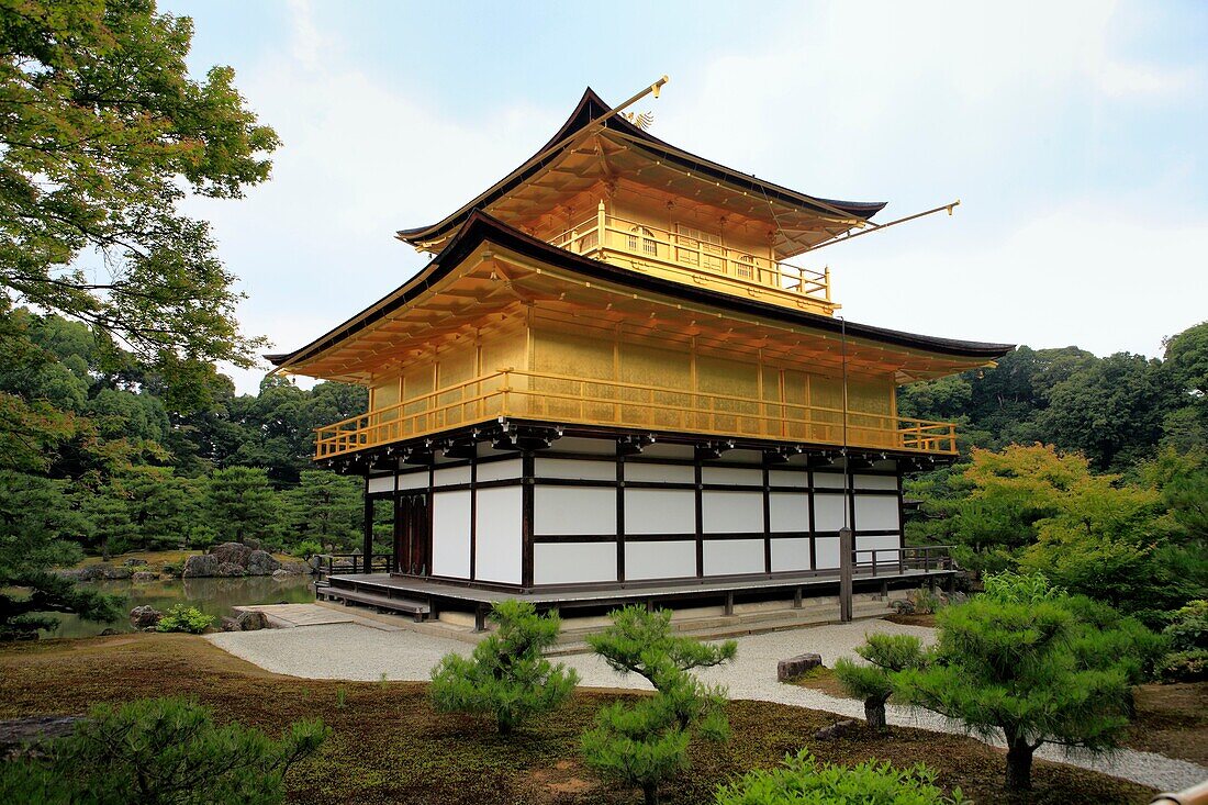 Zen monastery garden and Golden pavilion 1398, Kinkaku-ji, Kyoto, Japan
