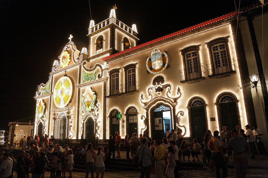 The church of the Holy Spirit during the Senhor Bom Jesus da Pedra fest at Vila Franca do Campo, Sao Miguel island, Azores