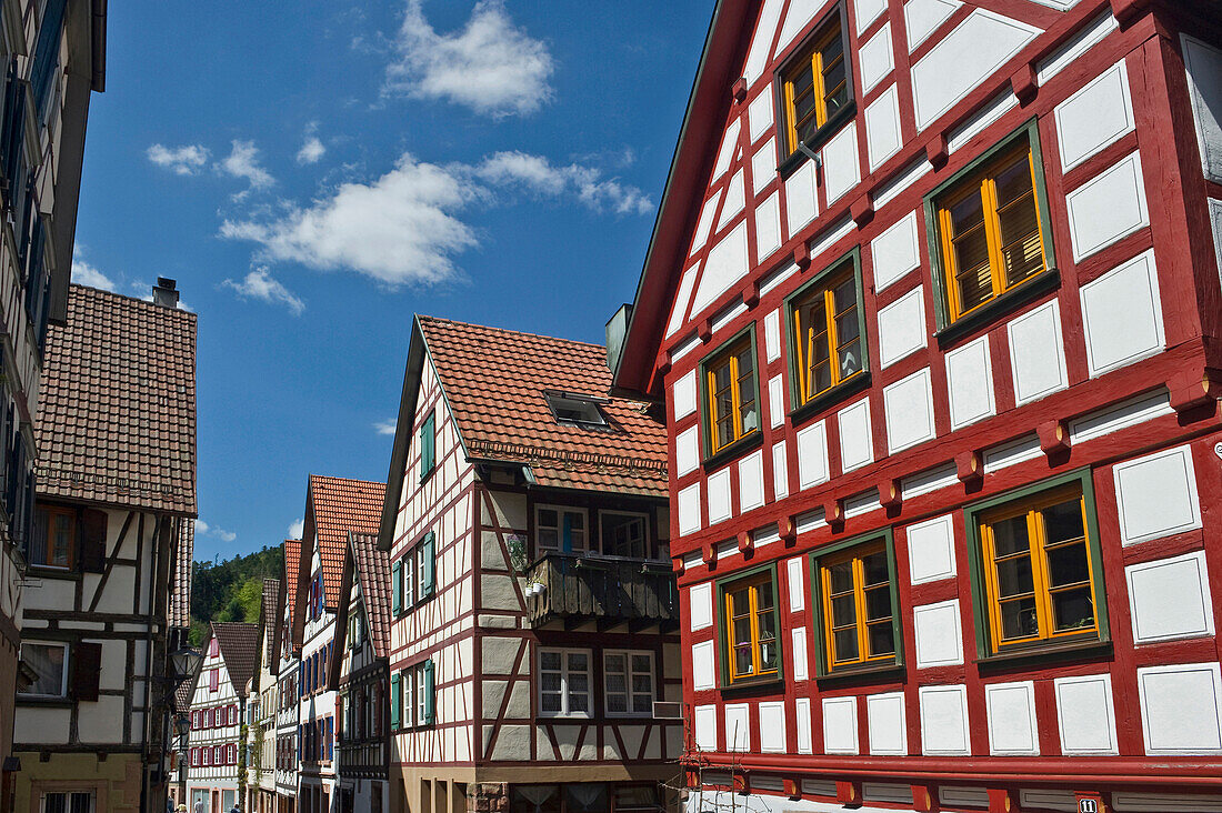 Medieval inner city with half timbered houses, Schiltach, south of Freudenstadt, Black Forest, Baden-Wuerttemberg, Germany, Europe