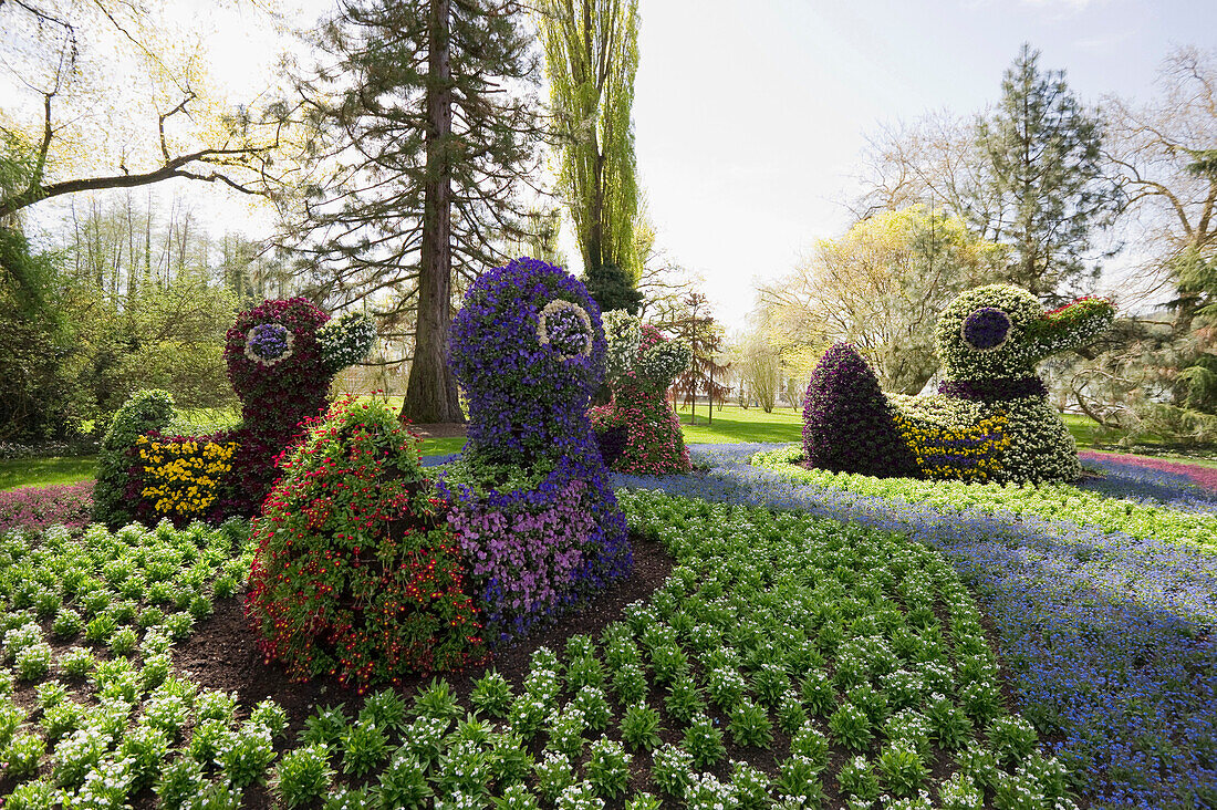 flower sculptures, Mainau Island, Lake Constance, Baden-Wuerttemberg, Germany, Europe