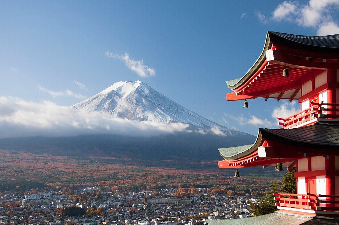 Japan, Fujiyoshida City, Churieto Pagoda … – License image – 70394370 ...