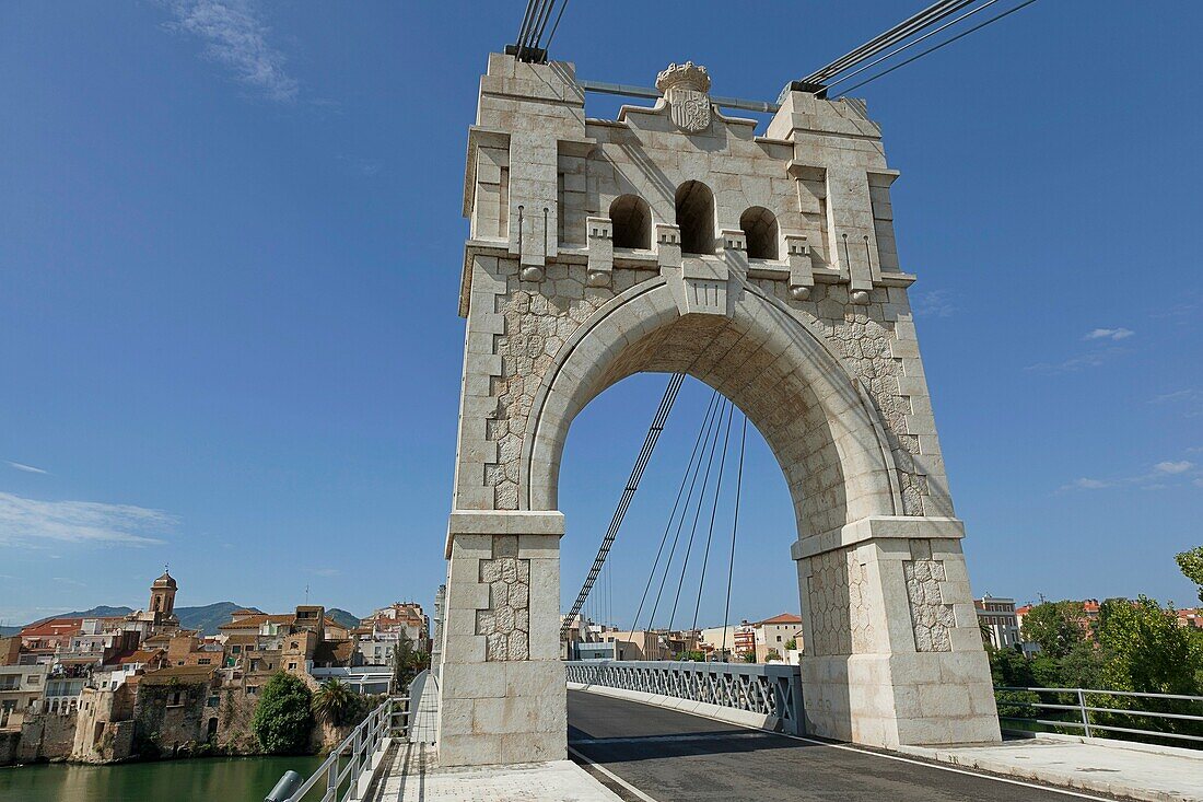 Bridge over Ebro river, Amposta, Tarragona province, Catalonia, Spain