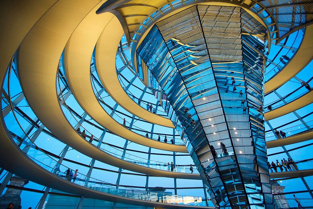 Reichstag, Bundestag glass dome German Parlement since 1999 by the architect Sir Norman Foster, Berlin, Germany