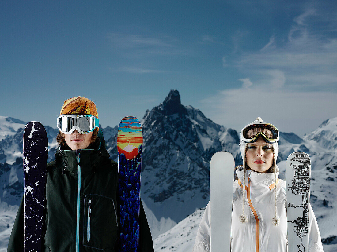 Portrait of skiers