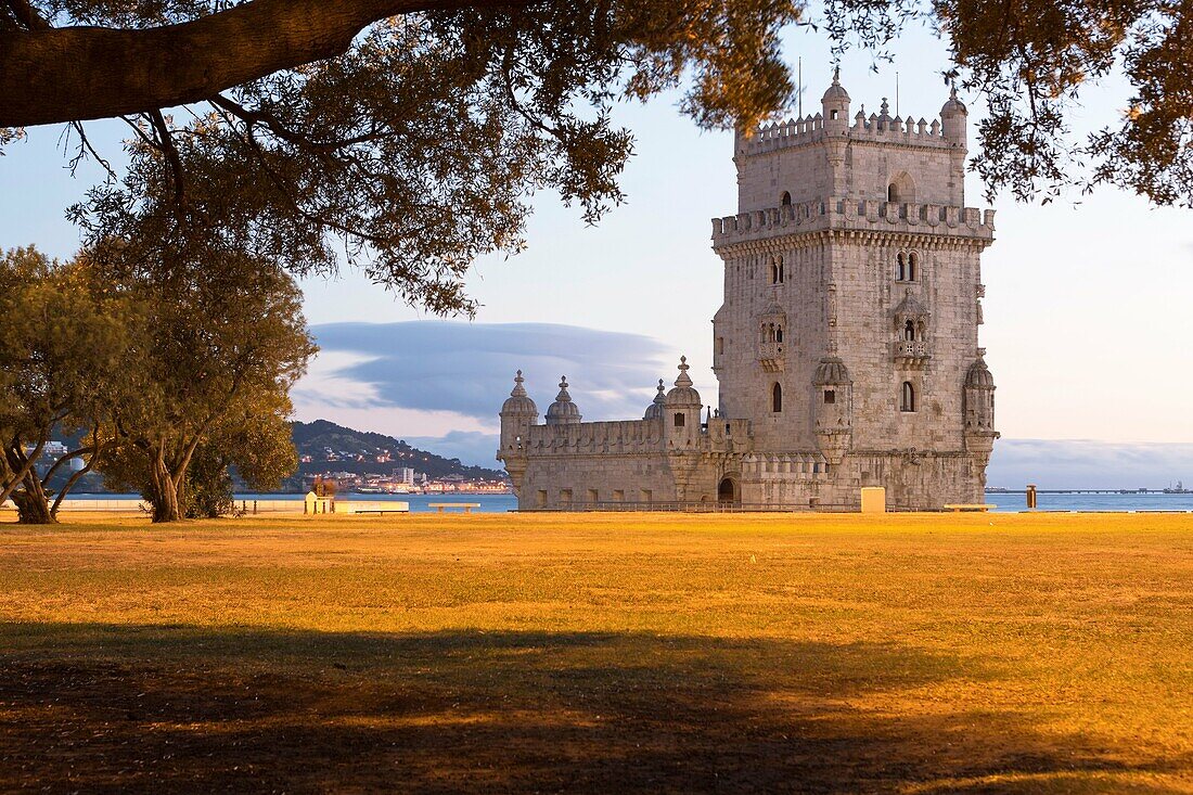 Torre de Belem fort at the mouth of the river Tagus, Lisbon, Portugal