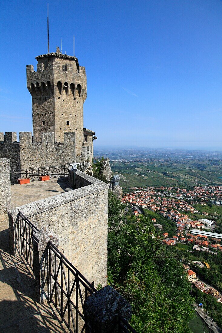 Republic of San Marino, City of San Marino, Guaita  The first, oldest andmost famous of the three towers  It was constructed in the 11th century and served briefly as a prison