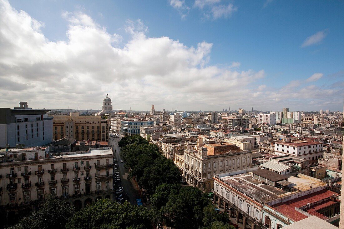 Havana Capitolio And Central Havana View From Above, Centro Habana, Havana, Cuba