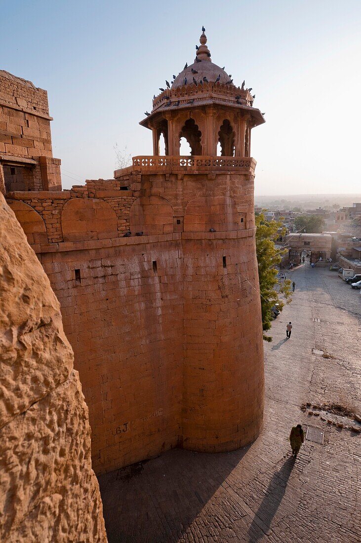 Tower at the entrance to Jaisalmer Fort in Rajasthan, India