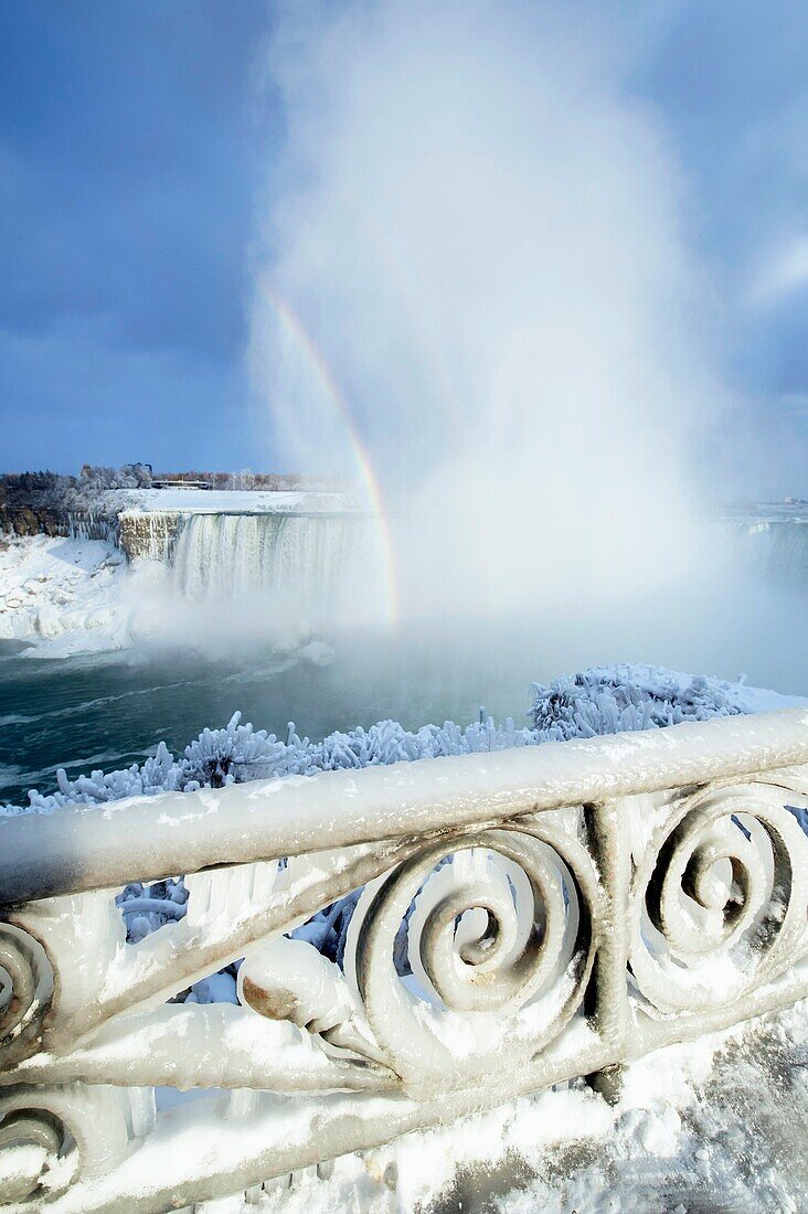 Winter rainbow over Niagara Falls