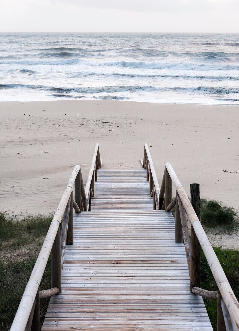 Ansicht, Aussen, Hölzern, Pfad, Rollband, Seelandschaft, Strand, Treppe, Ufer, Vertikal, Zaun, YX7-1387574, AGEFOTOSTOCK