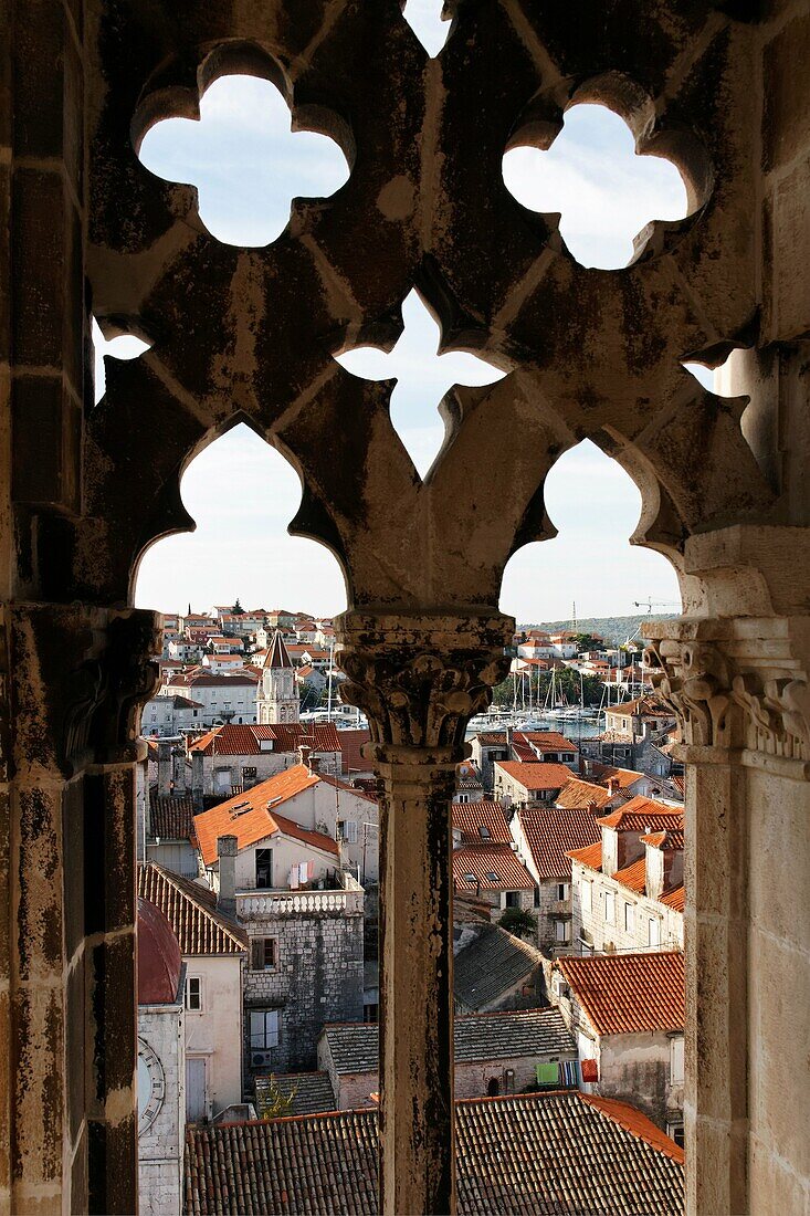 Trogir from the Cathedral of St Lovro Tower, UNESCO, Croatia, Europe
