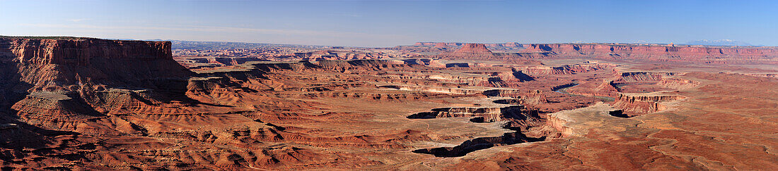 Panorama from Green River Overlook to Green River, Island in the Sky, Canyonlands National Park, Moab, Utah, Southwest, USA, America