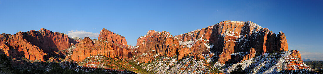 Panorama of Kolob Canyon with Beatty Point, Nagunt Mesa and Timber Top Mesa, Zion National Park, Utah, Southwest, USA, America