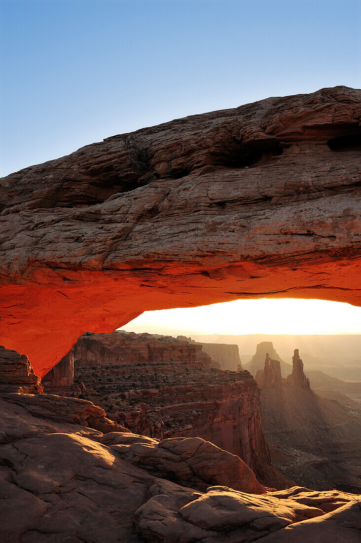 Sunrise at Mesa Arch, Island in the Sky, Canyonlands National Park, Moab, Utah, Southwest, USA, America