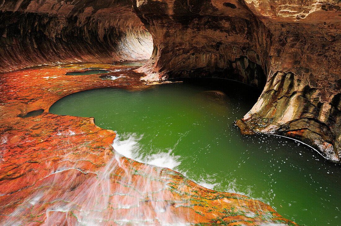 Subway with natural pool, Subway, North Creek, Zion National Park, Utah, Southwest, USA, America