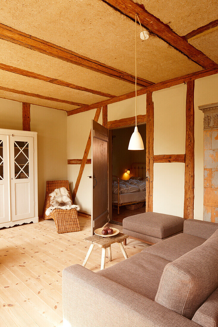 Living room, Klein Thurow, Roggendorf, Mecklenburg-Western Pomerania, Germany