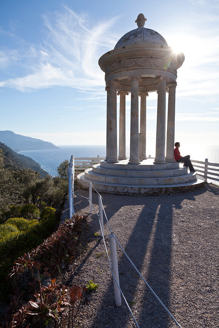 Pavilion with the view onto the Mediterranean, Son Marroig, former country residence of archduke Ludwig Salvator from Austria, Son Marroig, near Deia, Tramantura, Mallorca, Spain