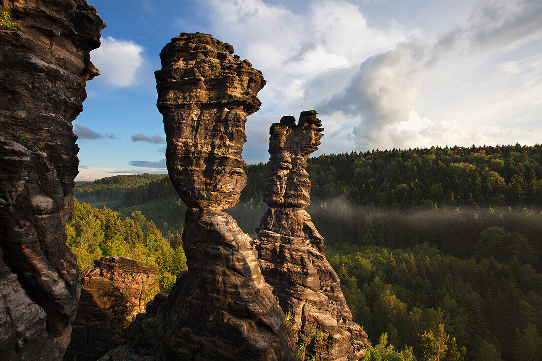 Hercules Towers at Bielatal valley, National Park Saxon Switzerland, Elbe Sandstone Mountains, Saxony, Germany, Europe