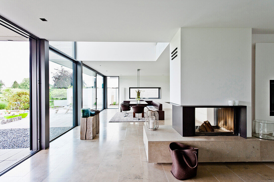 Open-plan living and dining area, Neuenkirchen, North Rhine-Westphalia, Germany