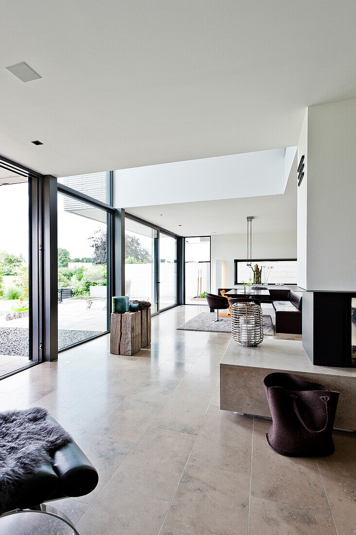 Open-plan living and dining area, Neuenkirchen, North Rhine-Westphalia, Germany