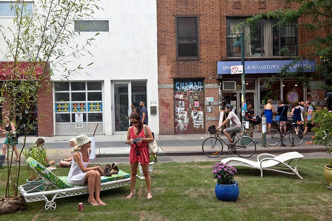 New York - United States, people walking in Bedford street in Williamsburg, greenpoint, Brooklyn