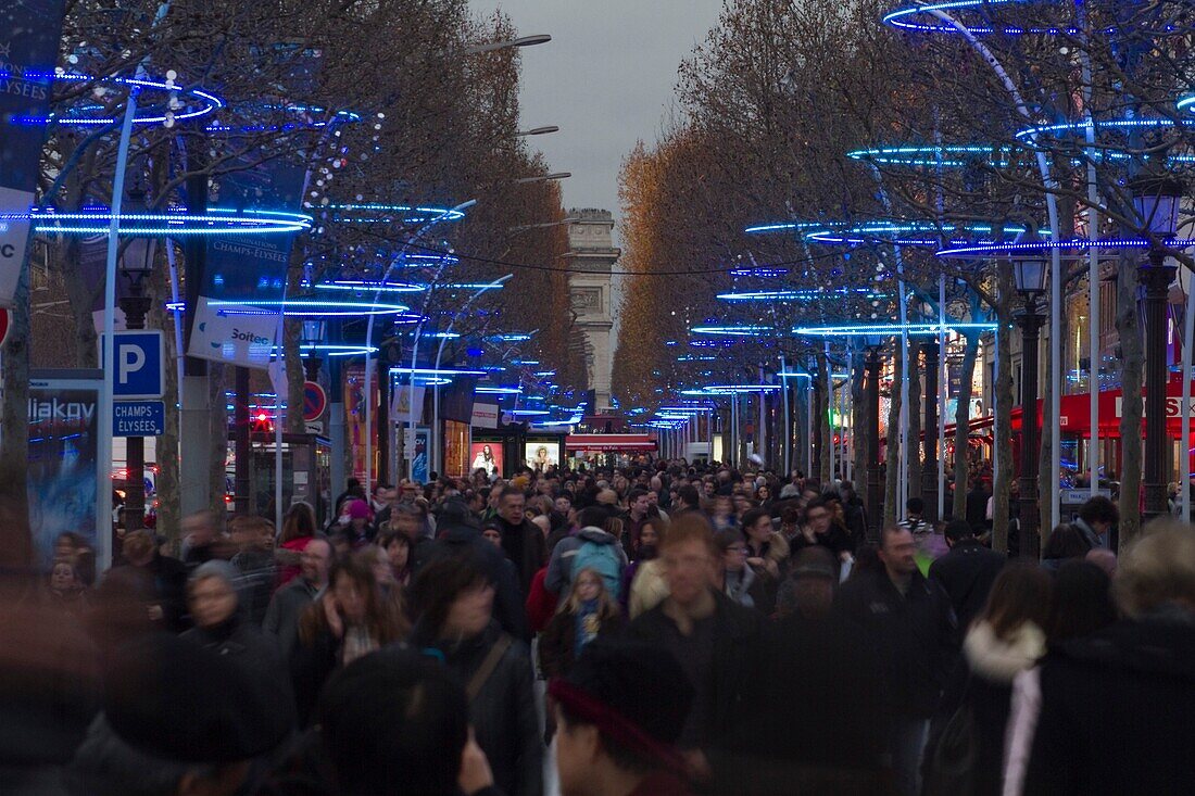 France, Paris, 75, 8th district, Champs-Elysées, illuminations, 2011 December