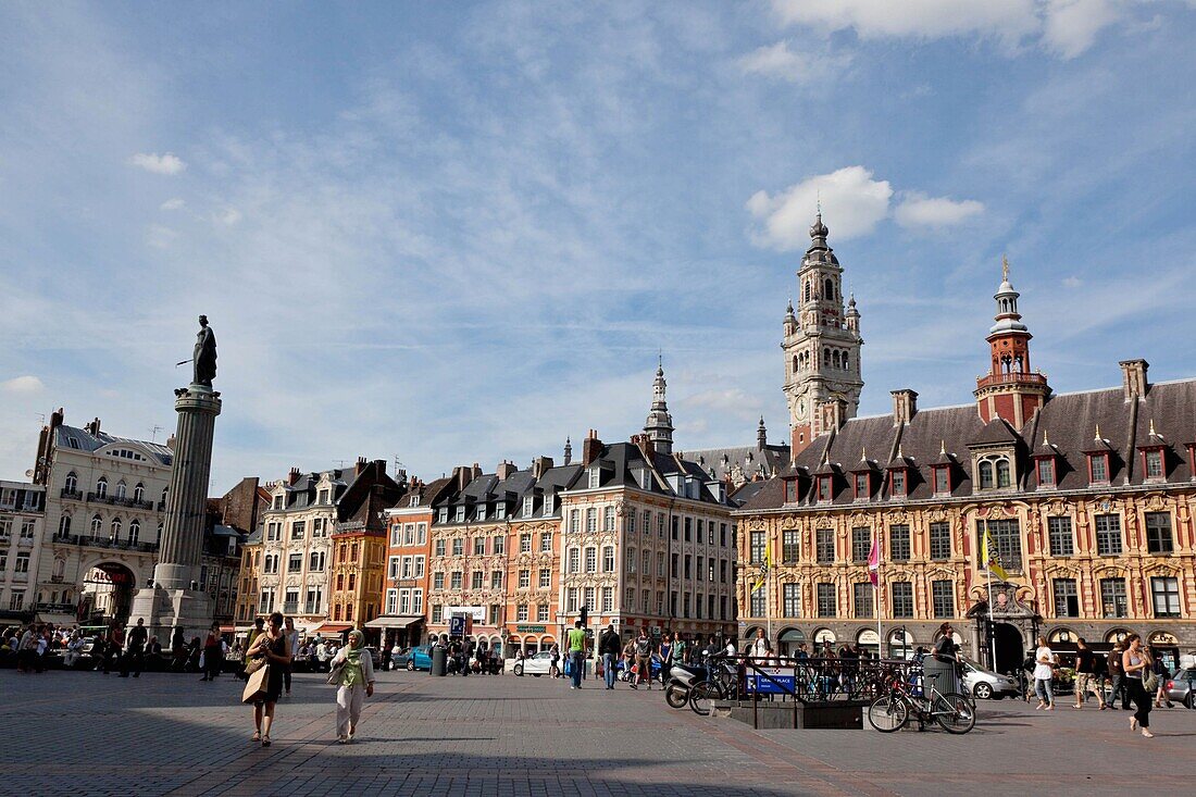 France, Lille, Grand'Place, the old Stock Exchange, the belfry, in the old city center