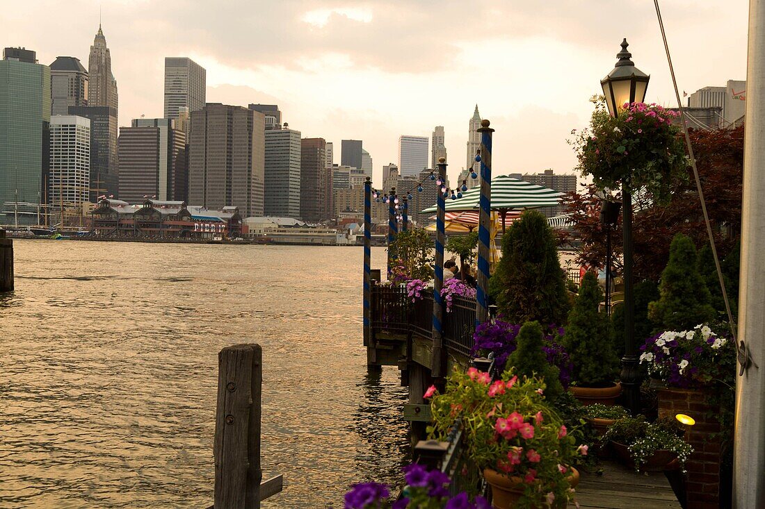 New York - United States, the River Cafe, view on Lower Manhattan skyline