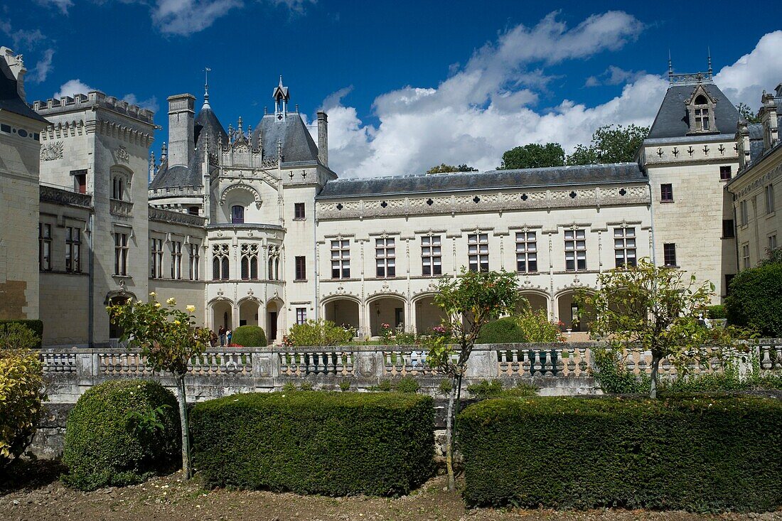 The back of Castle Brézé and it garden, Saumur, Maine et Loire, Pays de la Loire, France