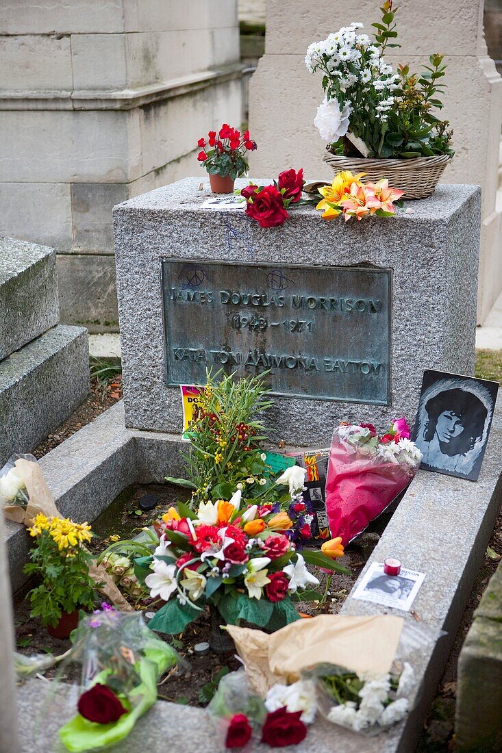 Jim Morrison tomb Pere Lachaise cemetery Paris France