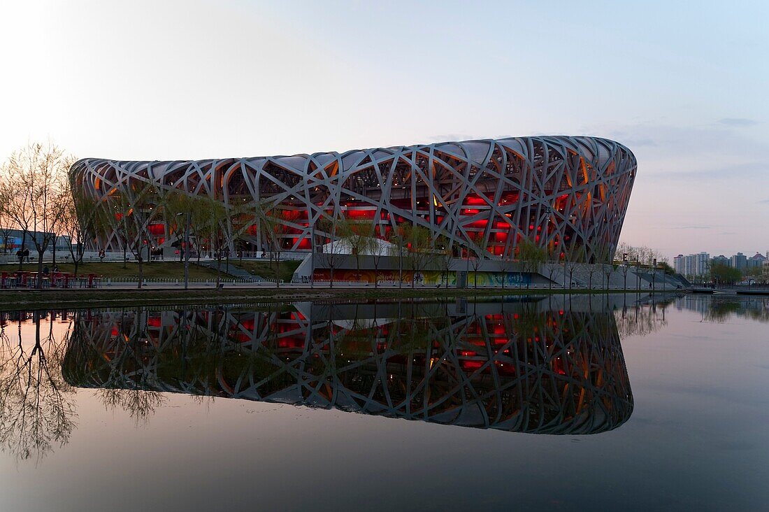 Bird´s Nest National Stadium by architects Herzog and De Meuron, 2008, Olympic Green, Beijing, China, Asia