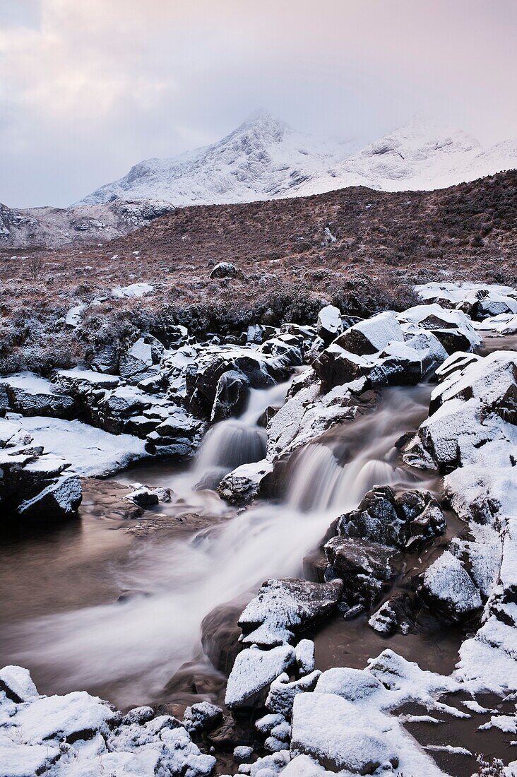 Clearning winter storm over Black Cuillins, Isle of Skye, Scotland