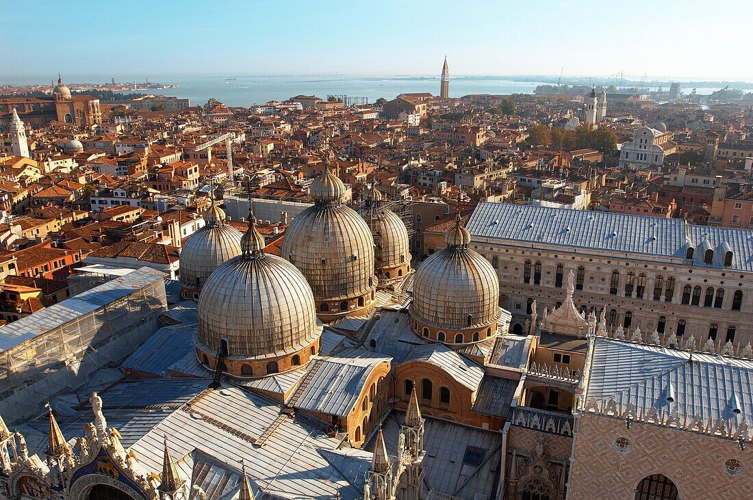 Arial view of saint Mark´s square and basilica with Doge´s Palace - Venice - Italy